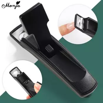 monja U-образные кусачки для ногтей, черные акриловые накладные кончики ногтей, кромкорезы, ножницы, складной триммер, инструмент для ухода за маникюром и педикюром своими руками