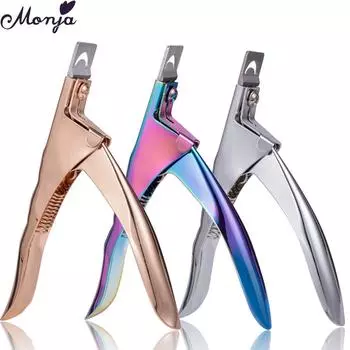 Monja U-образные машинки для стрижки, ножницы для резки акриловых накладных ногтей, французские накладные кончики, кромкорезы, триммеры из нержавеющей стали, салонный маникюрный инструмент «сделай сам»