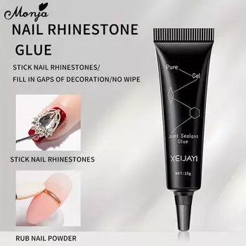 Monja Upgrade 15 г клей-гель для ногтей со стразами, суперпрочный клей, липкий клей-гель для бриллиантов, драгоценных камней, декор, УФ-светодиодный гель, маникюрные инструменты