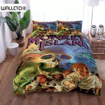 Monkey Island Детский пододеяльник без простыни King Queen Double Full Twin Single Size Комплект постельного белья EU single(135x200cm)