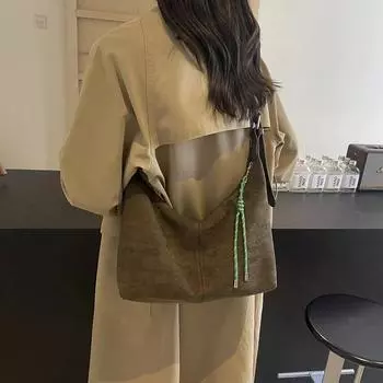 Monochromatic large capacity shoulder bag with zipper simple suede leather bag soft popular crossbody high quality fashionable