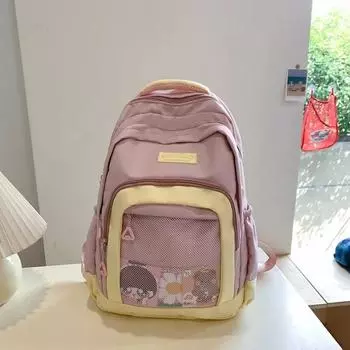 Monochromatic nylon backpacks with a zippered inner pocket for women high-quality softback casual bags