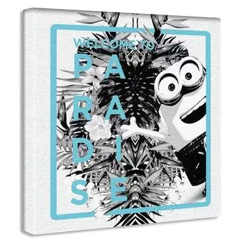 Монохромная художественная панель с изображением миньона 30 см x 30 см, постер, сделанный в Японии, стильное преображение интерьера гостиной, панель из ткани с тропическим персонажем Aloha