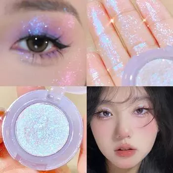 Монохромная палитра теней для век с бриллиантовым блеском, обесцвечивание теней для век, хайлайтер с блестками, водостойкий стойкий пигмент для макияжа глаз