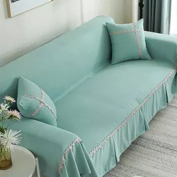 Монохромное полотенце для дивана из шенилла, чехлы для диванов класса люкс, легкий чехол, декор гостиной, синий, зеленый, весна, осень, зима 190x200cm-1PC синий