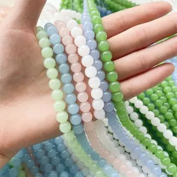 Монохромные стеклянные бусины из искусственного нефрита 8 мм для ожерелья-браслета DIY 50PCS 8mm синий