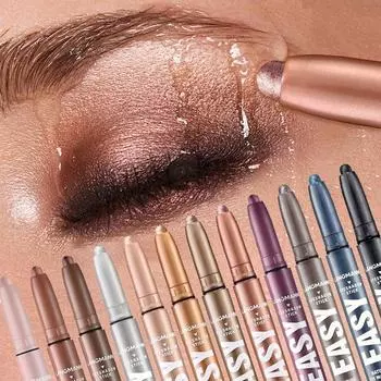 Монохромные тени для век Водостойкие стойкие глянцевые металлические перламутровые матовые тени для век Лежащий шелкопряд подводка для глаз карандаш для макияжа 01#