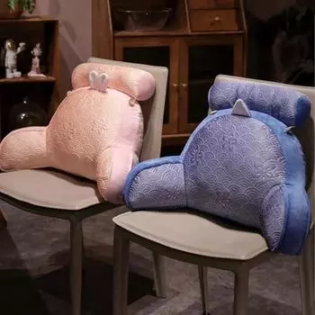 Монохромный принт Ice Silk Спинка Изголовье Кровати Защита Талии Подушка Офисное Кресло Для Сна Подушка Для Сиденья Диван Украшение 55x40cm розовый