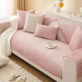 Монохромный современный диван Подушка плюшевая линия Нескользящая гостиная Украшения Диваны Полотенце Универсальный зимний Нескользящая 70x70cm 1pcs