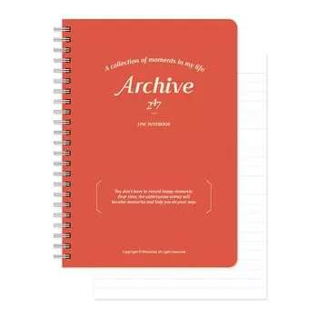 Monolike Archive A5 Line Spiral Red Archive Line Spiral Notebook Hardcover x inches 128 pages Notebook, - Red, 5.83 8.27