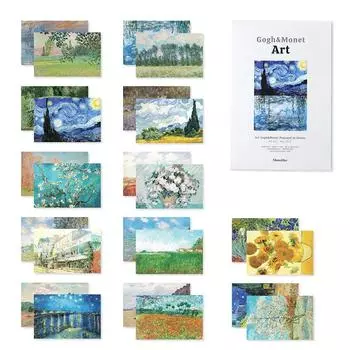 Monolike Art Van Gogh Monet Postcard 24 набора ежедневных красивых открыток с чувственным дизайном и прямоугольными фразами дизайна & - открытки, открытки,
