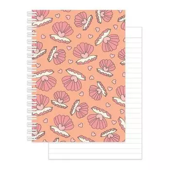 Monolike Fantastic A5 Line Spiral Heart Pearl Fantastic Line Spiral Notebook Heart Hardcover 126 pages Notebook, - pearl,