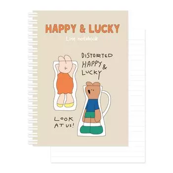 Monolike Happy and Lucky A5 Line Spiral Distorted Happy and Lucky Line Spiral Notebook Hardcover 128 pages Notebook, - Distorted,