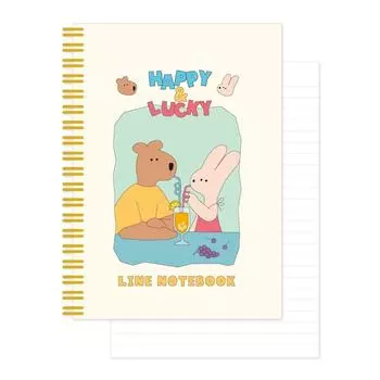 Monolike Happy and Lucky A5 Line Spiral Cocktail Happy and Lucky Line Spiral Notebook Hardcover 128 pages Notebook, - Cocktail,