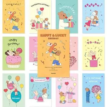 Monolike Happy & Lucky С Днем Рождения Почтовая открытка, набор из 12 предметов, День Рождения..., 1 набор