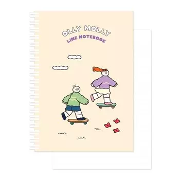 Monolike Olly Molly A5 Line Spiral Notebook Skateboard Olly Molly Line Spiral Notebook Hardcover 128 pages - Skateboard,
