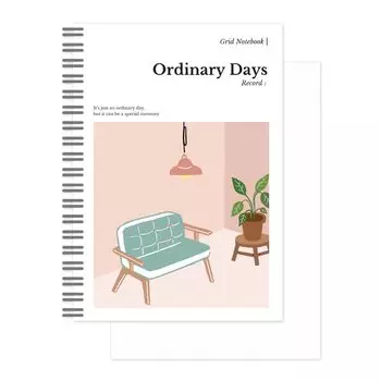 Monolike Ordinary Days Grid Spiral Living Room Ordinary days Grid Spiral Living room Hardcover A5 128 pages Notebook, - Notebook,