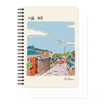 Monolike Seoul A5 Line Spiral Bukchon Seoul Line Spiral Notebook Hardcover x inches 128 pages Notebook, - Bukchon, 5.83 8.27