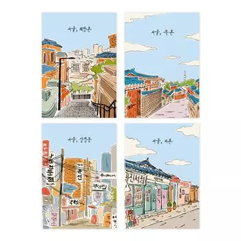 Monolike Stitch Mini Line Note Road 4p SET Stitch Mini Line Note Road 4p SET Seoul-Alley Seoul-Alley