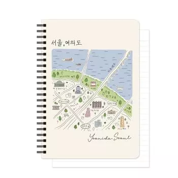 Monolike Streets of Seoul A5 Line Spiral Yeouido Hardcover x inches 128 pages Notebook, - 5.83 8.27