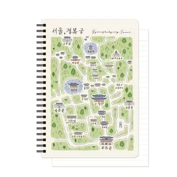 Monolike Streets of Seoul A5 Line Spiral Gyeongbokgung Hardcover x inches 128 pages Notebook, - 5.83 8.27