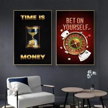 Монополия Время - деньги Картина Украшение Фреска Вдохновляющий Плакат Картина на Холсте и Художественные Печати На Стенах Комнат Современный Домашний Декор 21x30cm No Framed
