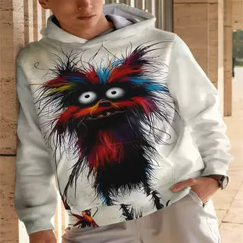 Monster Graphic 3D Full Print одежда Винтажная мужская толстовка с длинным рукавом для мужчин Повседневный топ Модная спортивная одежда S