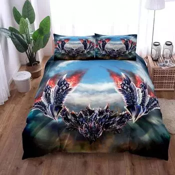 Monster Hunter World Пододеяльник Комплект постельного белья King Queen Double Full Twin Single Size EU single(135x200cm)