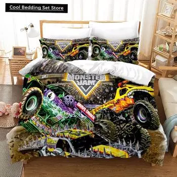 Monster Jam Bedding Set Single Twin Full Queen King Size Monster Jam F1 Bed Set Aldult Kid Bedroom Duvetcover Sets 3D Anime 022 EU King(240x220cm)