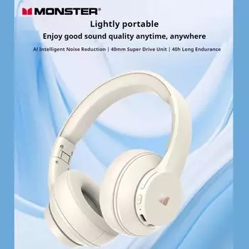 Monster Mission100 OverEar Наушники Портативные Стерео Звук BT Наушники AI Шумоподавление чёрный
