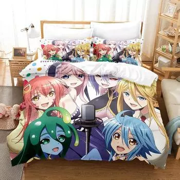 Monster Musume: Everyday Life With Monster Girls Bedding Set Cartoon Anime three-piece set Adult Kid Bedroom Duvet cover Sets EU Twin 135x200cm
