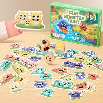 Monster Pub Wooden Puzzle Game Set Card Components For Kids Learning Family Fun