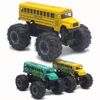 Monster School Bus литая металлическая модель игрушечного автомобиля с инерционным механизмом Monster Truck Alloy Big Wheels Play Vehicle Car Gifts для мальчиков и девочек