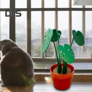 Монстера Подставка для растений Орнамент 3D-печатный дом Искусственное растение Встроенные подставки с листьями Современный дизайн Легко чистящиеся искусственные растения для помещения зелёный