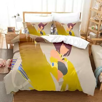 Монстр Мусуме: Постельное белье Everyday Life With Monster Girls, комплект из трех предметов с рисунком из мультфильма «Аниме», для взрослых и детей, для спальни, пододеяльники EU Twin 135x200cm