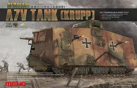 Mont Model Немецкий танк A7V времен Первой мировой войны Krupp Пластиковая модель 1/35
