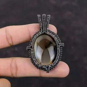Монтана Агат Кулон Медная Проволока Обернутый Драгоценный Камень Кулон Ручной Работы Совершенно Новые Ювелирные Изделия Последний Дизайн Кулон Медная Проволока Ювелирные Изделия Подарок Для Него
