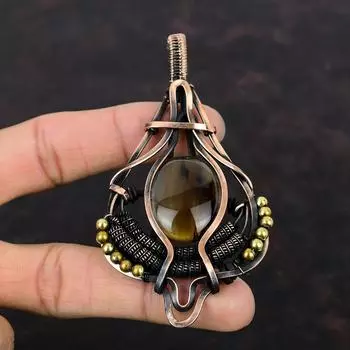 Монтана Агат Кулон Медная Проволока Обернутый Кулон Ручной Работы Из Натурального Драгоценного Камня Ювелирные Изделия Дизайнерский Кулон Красивый Медный Ювелирный Подарок Для Женщин