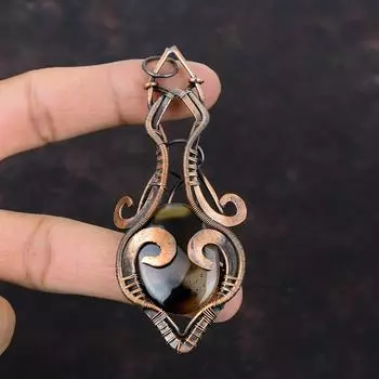 Монтана Агат Подвеска Медная проволока Обернутая Подвеска Ювелирные изделия ручной работы Стильный Подвеска Подвеска из драгоценного камня Медная проволока Обёрточная бумага Ювелирные изделия Подарок для женщин