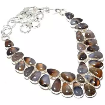 Ювелирные изделия из серебра 925 пробы с агатом Монтана, 18 дюймов JCN484-7