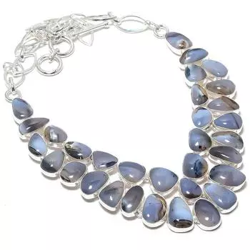 Montana Agate Gemstone Handmade 925 Silver Jewelry Necklace 18 JCN484-1