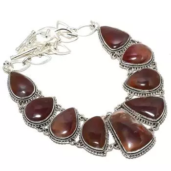 Ожерелье из серебра 925 пробы с красным агатом Монтана, 18 дюймов JCN360-29