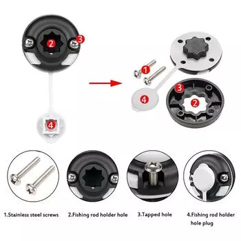 Монтажная база Кронштейн для каяка, многофункциональный держатель для удочек Монтажная база для троса Монтажная база для каноэ-каяка Star