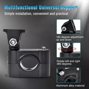 Монтажный кронштейн для мотоцикла, 2 шт., регулировка на 360 градусов, крепления для внедорожного квадроцикла UTV, крепления для световой панели type 2 чёрный