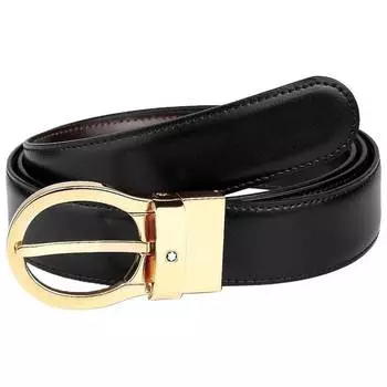 Montblanc 38579 Классический черный/коричневый двусторонний мужской кожаный ремень