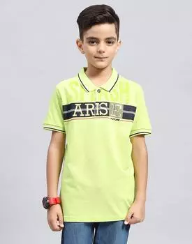 Monte Carlo Boys Printed Green Polo Neck Half Sleeve T-Shirt 11-12 YR