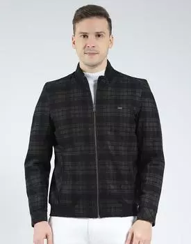 Monte Carlo Men s Checkered Winter Jacket | Regular Fit | Full Sleeve Coat with Mock Neck & Zipper Closure For Men s M