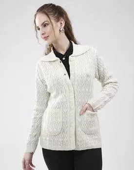 Monte Carlo Women s Collar Neck Full Sleeves Cardigan L