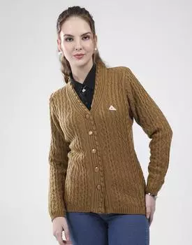 Monte Carlo Women s V Neck Full Sleeves Cardigan 2XL