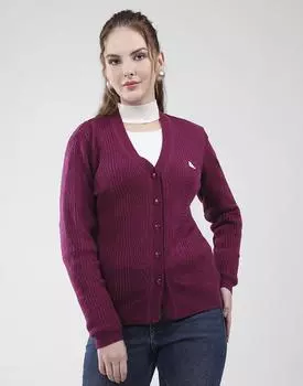 Monte Carlo Women s V Neck Full Sleeves Cardigan M